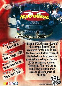 1998 Press Pass Premium #23 Kenny Irwin's Car Back