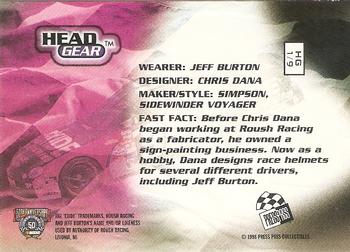 1998 Press Pass VIP - Head Gear #HG 1 Jeff Burton Back