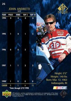 1998 SP Authentic #26 John Andretti Back