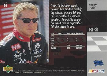 1998 Upper Deck Victory Circle #90 Kenny Irwin Back