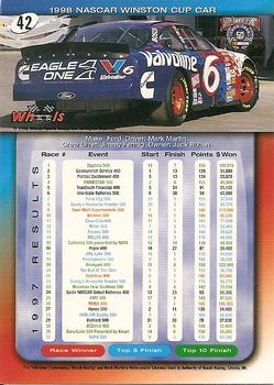 1998 Wheels #42 Mark Martin's Car Back