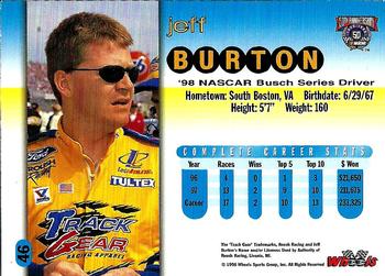 1998 Wheels #46 Jeff Burton Back