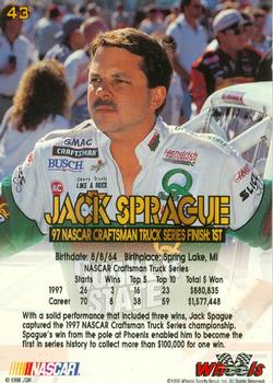 1998 Wheels High Gear #43 Jack Sprague Back