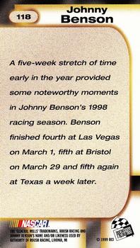 1999 Press Pass #118 Johnny Benson Back