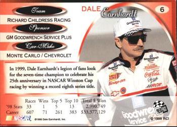1999 Press Pass Premium #6 Dale Earnhardt Back