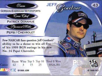 1999 Press Pass Premium #43 Jeff Gordon Back