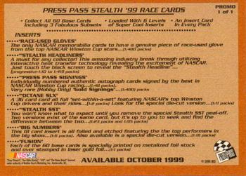 1999 Press Pass Stealth #1 Tony Stewart Back