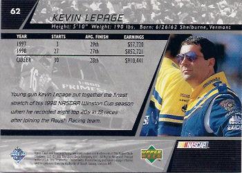 1999 Upper Deck Victory Circle #62 Kevin Lepage Back