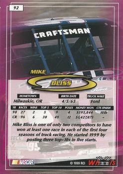 1999 Wheels #92 Mike Bliss Back