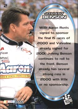 2000 Press Pass Optima #2 Johnny Benson Back