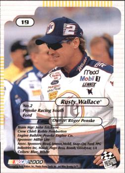 2000 Press Pass Trackside #19 Rusty Wallace Back