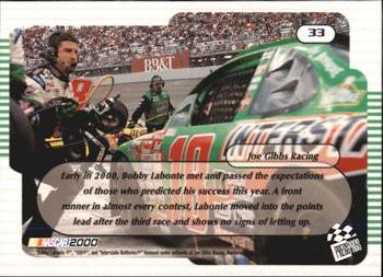 2000 Press Pass Trackside #33 Bobby Labonte's Car Back