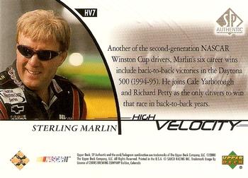 2000 SP Authentic - High Velocity #HV7 Sterling Marlin Back
