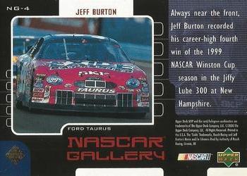 2000 Upper Deck MVP - NASCAR Gallery #NG-4 Jeff Burton Back
