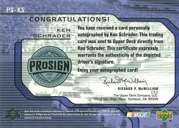 2000 Upper Deck MVP - ProSign #PS-KS Ken Schrader Back