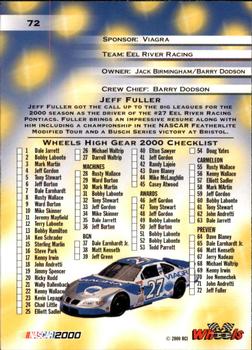 2000 Wheels High Gear #72 Jeff Fuller Back