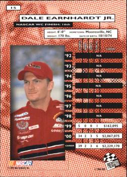 2001 Press Pass #15 Dale Earnhardt Jr. Back