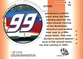 2001 Press Pass Trackside #50 Jeff Burton's Car Back