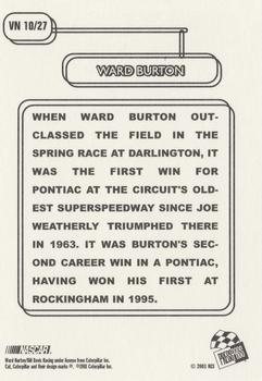 2001 Press Pass - Vintage #VN 10 Ward Burton Back