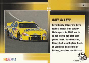 2002 Press Pass Optima #2 Dave Blaney Back