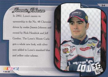 2002 Press Pass Premium #34 Jimmie Johnson's Car Back