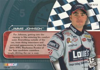 2002 Press Pass Trackside - Dialed-In #DI 6 Jimmie Johnson Back