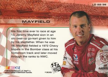 2002 Press Pass Trackside - License to Drive #LD 22 Jeremy Mayfield Back