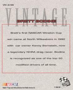 2002 Press Pass - Vintage #VN 2 Brett Bodine Back
