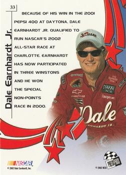 2002 Press Pass VIP #33 Dale Earnhardt Jr. Back