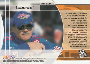 2002 Press Pass VIP - Making The Show #MS 4 Terry Labonte Back