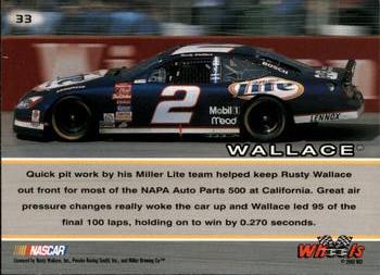 2002 Wheels High Gear #33 Rusty Wallace's Car Back