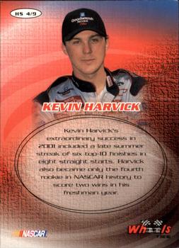 2002 Wheels High Gear - Hot Streaks #HS 4 Kevin Harvick Back