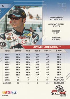 2003 Press Pass Eclipse #5 Jimmie Johnson Back