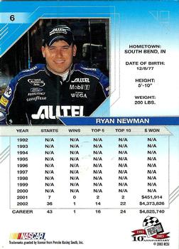 2003 Press Pass Eclipse #6 Ryan Newman Back