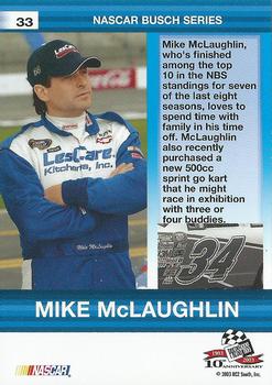 2003 Press Pass Optima #33 Mike McLaughlin Back