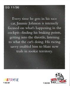 2003 Press Pass - Snapshots #SS 11 Jimmie Johnson Back