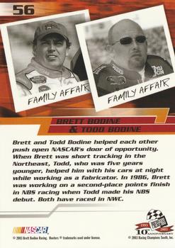 2003 Press Pass Trackside #56 Brett Bodine / Todd Bodine Back