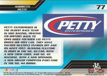 2003 Press Pass Trackside #77 John Andretti / Kyle Petty Back