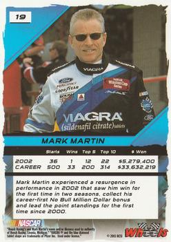 2003 Wheels High Gear #19 Mark Martin Back