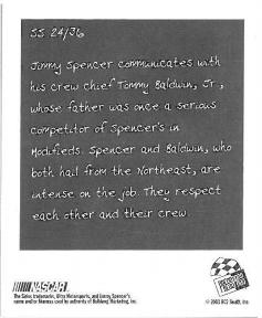 2004 Press Pass - Snapshots #SS 24 Jimmy Spencer Back