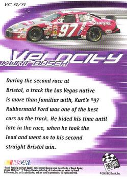 2004 Press Pass - Velocity #VC 9 Kurt Busch Back