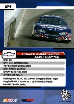 2005 Press Pass Trackside #34 Clint Bowyer Back