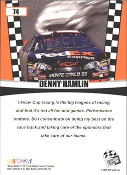 2006 Press Pass Optima #74 Denny Hamlin Back