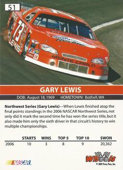 2007 Wheels High Gear #51 Gary Lewis Back
