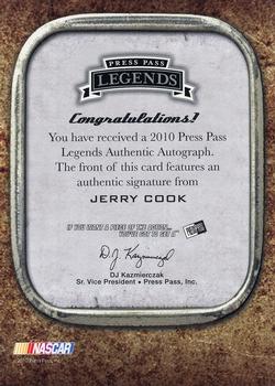 2010 Press Pass Legends - Autographs Blue #NNO Jerry Cook Back