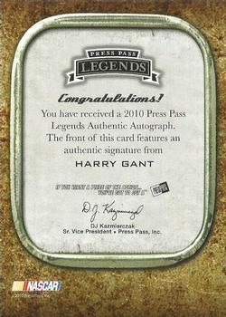 2010 Press Pass Legends - Autographs Copper #NNO Harry Gant Back