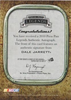 2010 Press Pass Legends - Autographs Copper #NNO Dale Jarrett Back