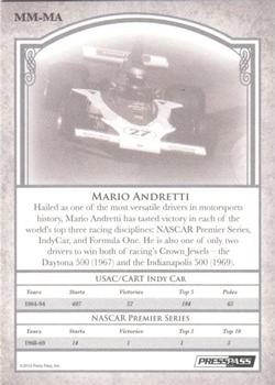 2010 Press Pass Legends - Motorsports Masters Blue #MM-MA Mario Andretti Back