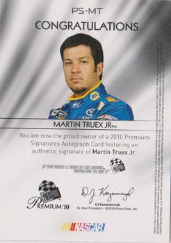 2010 Press Pass Premium - Signatures #PS-MT Martin Truex Jr. Back