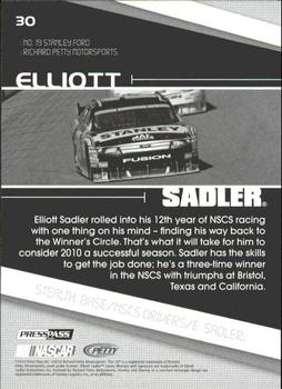 2010 Press Pass Stealth - Black and White #30 Elliott Sadler Back